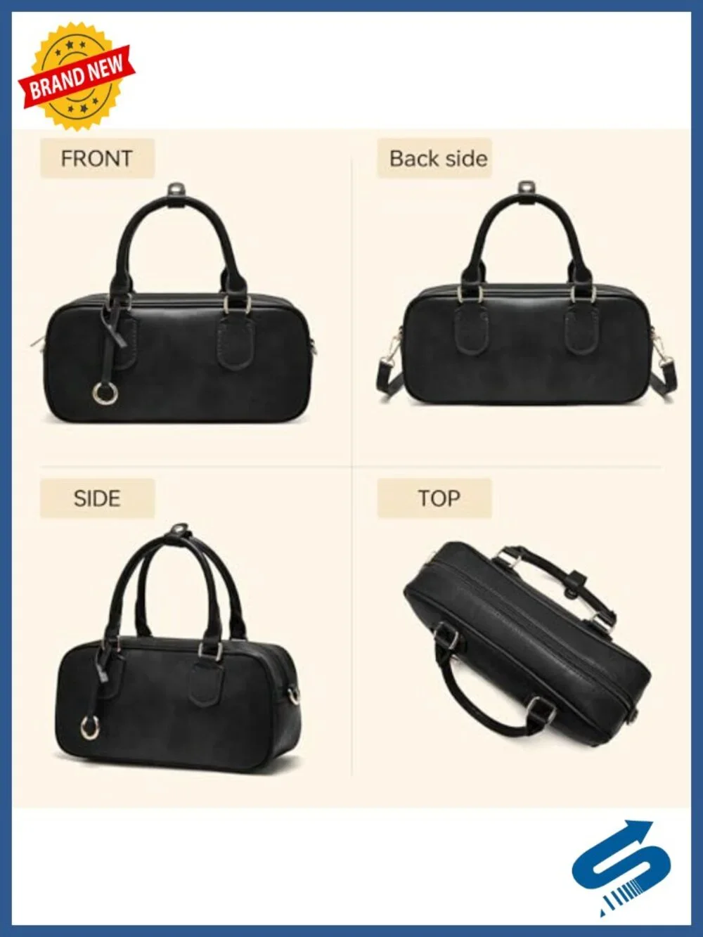 Women's Vegan Leather Satchel Handbag Top Handle Shoulder Purse Mini